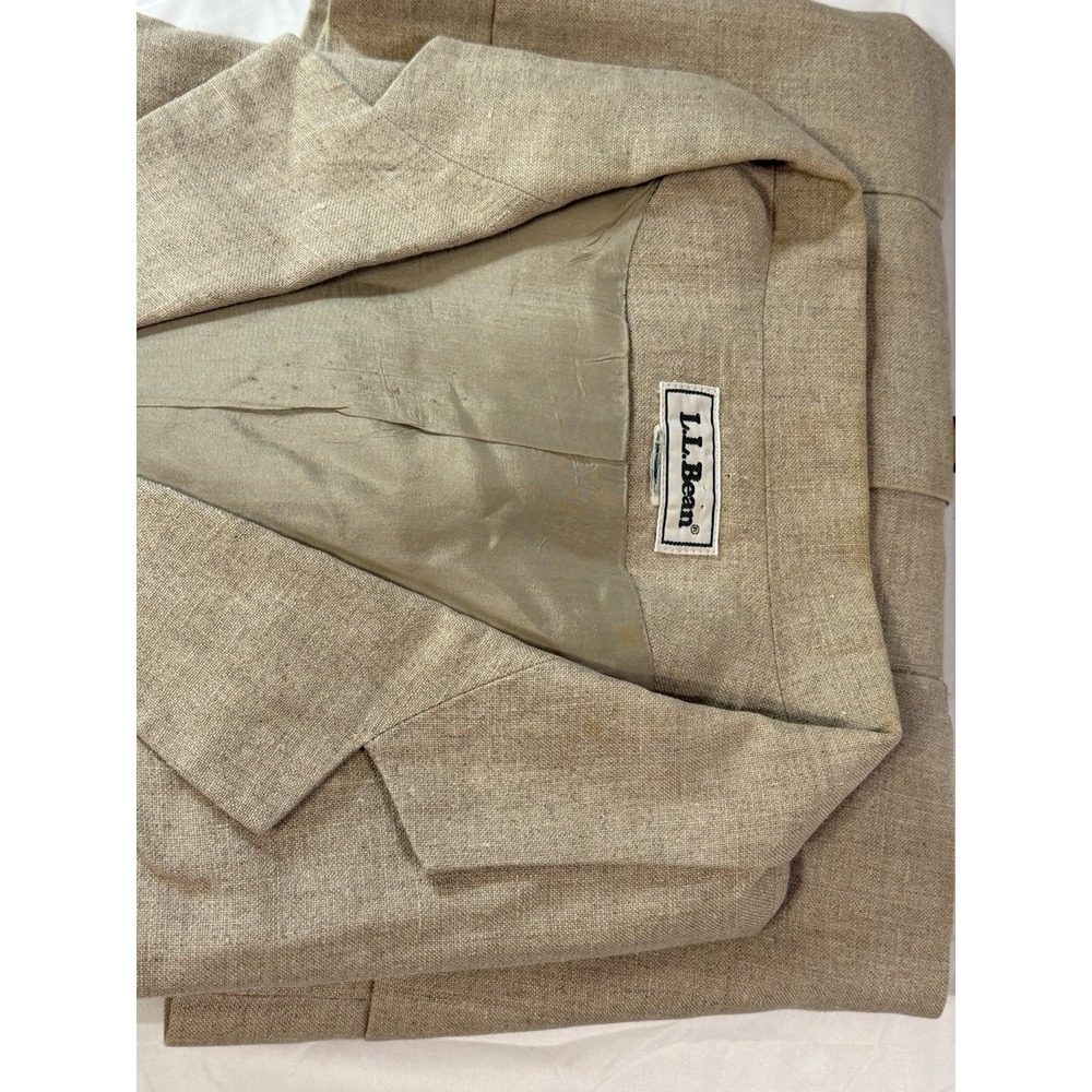 L.L. Bean Vtg ‎ blazer/coat Brushed Cotton Tan/Beige work/business 3/4 Sleeves - Picture 13 of 15